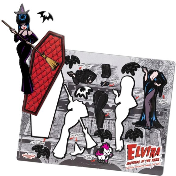 Elvira GothicMistress of The Dark Coffin Dress Up Magnet Set NEW - Picture 3 of 4